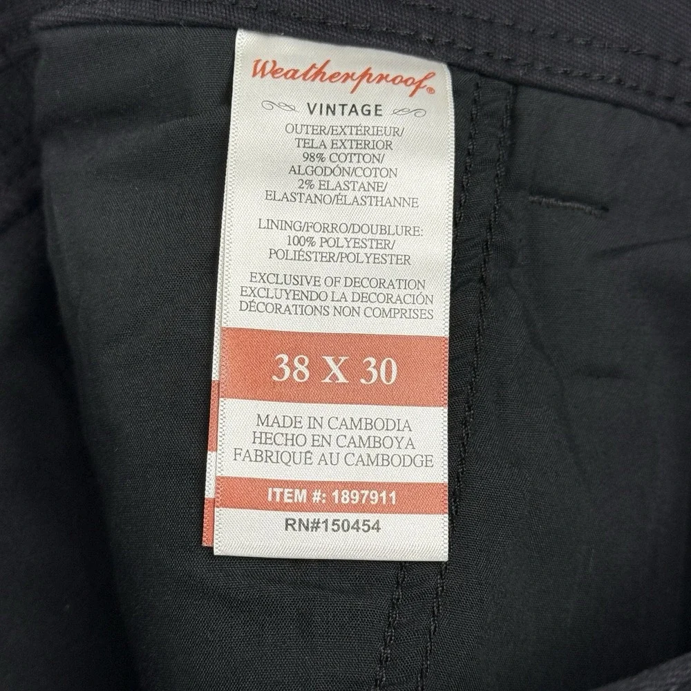 Weatherproof Vintage Pants Mens 38x30 Canvas Fleece Lined‎ Black Pants Flaw